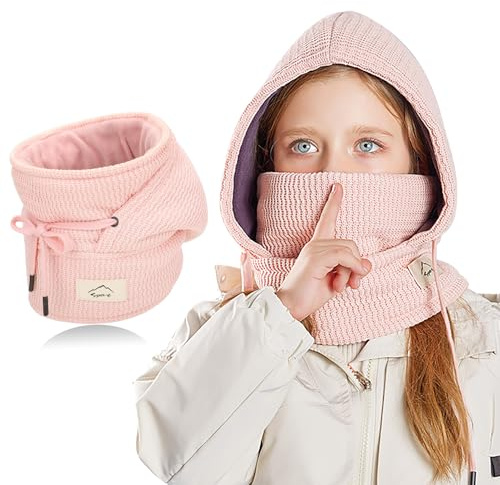 VGMANNTA Passamontagna Bambino Invernale in Pile Termico 4-10 Anni Termico Antivento Cappello Scaldacollo Bambino Maschera Sci Sciarpa Berretti in Pile Caldo Maglia Cappuccio per Ragazzi Ragazze-P