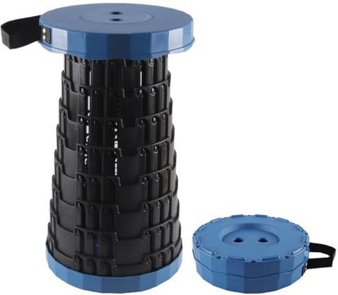 ACOLY Taburete plegable portátil, ligero, telescópico, ajustable en altura, capacidad de carga 180 kg.