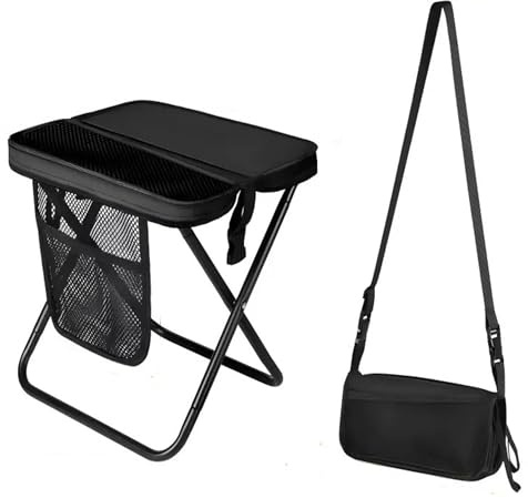 Jiahuade Tabouret de Camping Pliants Portables,Siège de Camping Portable 31cm,Tabouret de Camping Pliable,Mini Chaise Pliante Portable,Siège de Camping Portable,pour Voyage,Pêche (Noir)