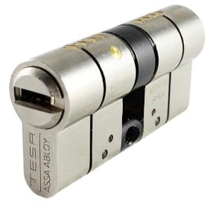 Tesa Assa Abloy, T75D3030N, Cilindro de Alta Seguridad, T70 DS, Doble Embrague, Leva Larga, Llave - Llave, Niquelado, 30 x 30 mm