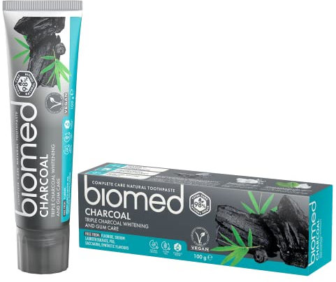 Biomed Triple Charcoal 98% Natural Whitening Toothpaste | Gum Care, Bamboo Charcoal | Vegan, SLES Free 100g