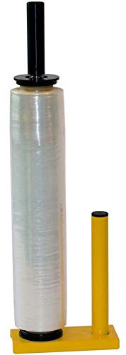 KK Verpackungen® Stretchfolienabroller | 1 Stück, Handabroller für Stretchfolie aus Metall in Gelb | 38/50/75mm Kern & 400-500mm Rollenbreite