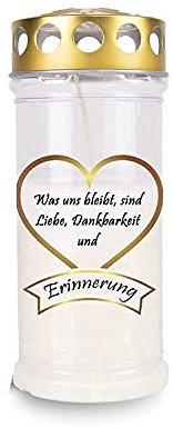 Kimiza Grabkerze, Gedenkkerze, (Herz)- Paraffinwachs mit 30% Ölanteil - Wachsmasse ausreichend für eine Brenndauer von 4 Tagen