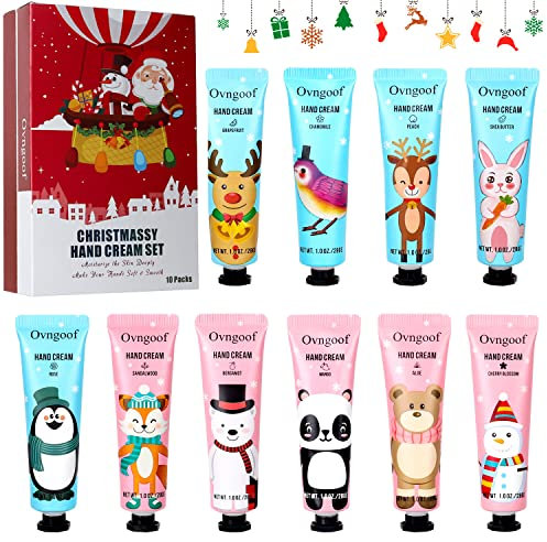 Ovngoof Handcreme Set (10 Stück), Moisturize hands, Feuchtigkeitscreme Pflegecreme Geschenkset für Frauen und Männer, Perfekte Geschenk für Mama Freundin Mutter