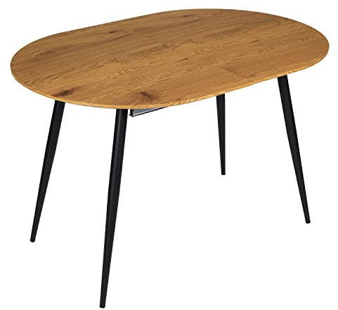 Toilinux.com - Mesa extensible ovalada para 4 a 6 personas, efecto madera, 120 a 160 cm