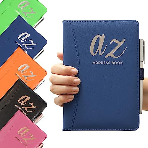 Evelay A to Z Telephone Address Book A-Z Index Hard Back Cover with Pen A5 Address Book Home Office Work (Navy)