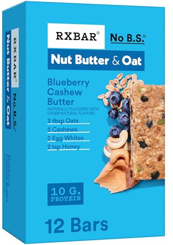 RXBAR A.M. Protein Bars, Gluten Free Snacks, Breakfast Snacks, Blueberry, 23.2oz Box (12 Bars)