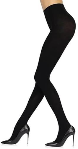 Sarah Borghi Collant Donna 100 Denari in Cotone Extra Morbido Super Coprente, Calze Extra Comfort con Tassello in Seta e Cucitura Piatta, Made in Italy (nero, XL)
