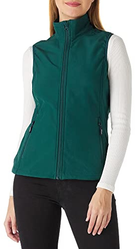 Outdoor Ventures Softshell väst dam ärmlös jacka löpväst lätt vindtät varm fleeceväst ståkrage sport golfväst med 4 fickor för vandring camping, Mörkgrön, S