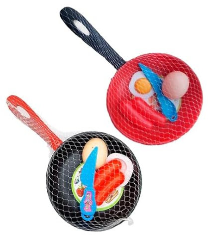 JKG® Kids Frying Pan Set With Food & Spatula - Toy Kitchen Set For Kids | Role Play Toys For Cooking | Pots And Pans With Food And Utensils | Kitchen Cooking For Children