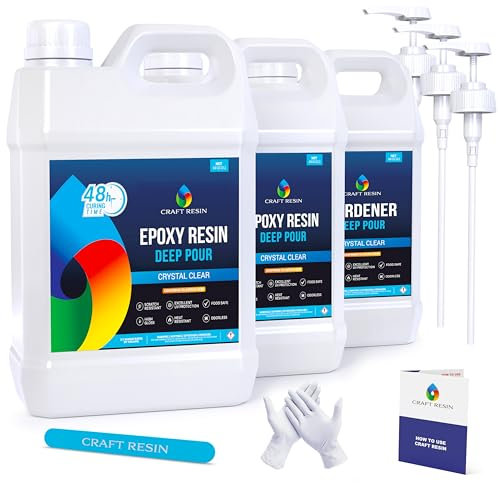 CRAFT RESIN 6L Crystal Clear Deep Pour Epoxy Resin Kit with Pumps - Food Safe & UV Resistant Best for DIY, Art, River Table, Wood, Flower, Mould Casting Resin Epoxy Kit - for Beginners & Pros