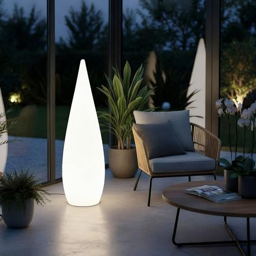 Große Stehlampe Kegelleuchte 120 cm indirekte Beleuchtung 578LM Akku kabellose LED Sauna Lampe Farbwechsel dimmbar Leuchtkegel moderne Lampe mit Fernbedienung Tropfen Dekolampe für Innen und Außen