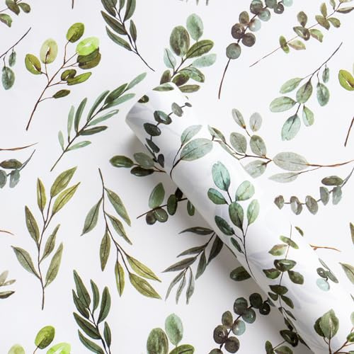 Ruspepa kraftomslagspapper – minirulle – 43,2 cm x 5 m – design med gröna blad med svag doft för födelsedag, fest, semester
