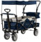 Zelsius Bollerwagen faltbar mit Dach | Blau/Grau | Transportwagen mit Gurtsystem | Handwagen, Strandbollerwagen, Gerätewagen | Faltbollerwagen klappbar, Gartenkarre mit Sonnendach, Transportkarre