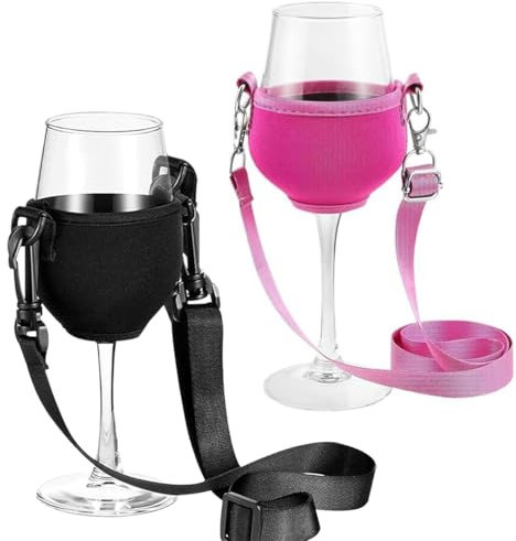 IKOPFLN 2 Stück Weinglashalter zum umhängen, becher zum umhängen für wine glass, gläserhalter hängend, weinglas anhänger, weinglas halterung