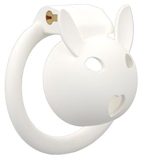 Crysore Kaninchenförmiger Keuschheitskäfig Set mit 4 Karabinern, Weißes Chastity Cage SM Bondage Sexspielzeug, Leicht und Atmungsaktiv Peniskäfig Fetisch-Trainer