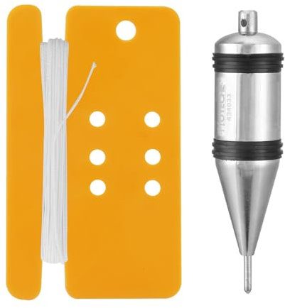 Hoteche Gran plomada avellanada 300 g A3 acero cromado 10 cm longitud 2,7 cm diámetro cabeza extensible 0,8 cm diámetro puntas 5 m cuerda ideal para alineación precisa y trabajos de construcción