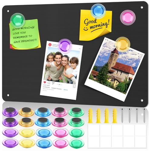 Tableau Magnétique Mural 44 x 30,8 cm Plaque Aimantee pour Magnets Avec 20 Aimants Puissants,Ultra Mince Metal Tableau pour Magnet Plaque Magnétique A3 Cuisine, Bureau, Pots à épices, Notes