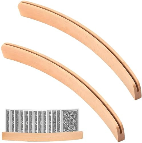 ClcIosis 2 Stück Kartenhalter Holz Spielkartenhalter Kartenhalter Kinder Glatt Und Langlebig Für Kids, Senioren Kann in Partyspielen Verwendet Werden(33x3.5cm)