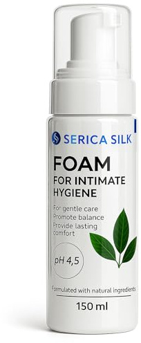 Intimate Wash | SERICA SILK Hygiene Foam 150ml | Gentle Daily Feminine Cleanser with Lactic Acid, Aloe Vera & Chamomile | Balances pH, Neutralises Odour, Leaves Skin Fresh & Comforted