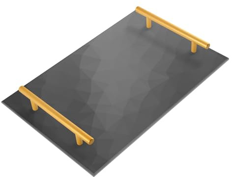 Bandeja decorativa gris degradado con asas, bandeja versátil para servir desayuno, joyas, perfume y decoración del hogar, elegante Charola para Desayuno