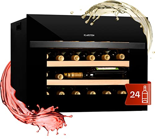KLARSTEIN Cantinetta Vino Design, Cantinetta Vino Refrigerata a Zona Singola per Vino Rosso, Bianco e Birra, Controlli Touch, Frigo Vino Cantinetta per Esterno/Interno, 5-20°C, 51L, 24 Bottiglie