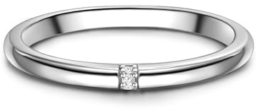 GLANZSTÜCKE MÜNCHEN Damen-Ring aus 925/- Sterling Silber mit Zirkonia - Stapelring Silberring Bandring