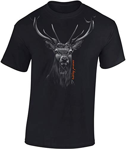 Baddery Jäger T-shirt för män – jakt passion – jakt t-shirt män – present kläder tillbehör, Svart - Hunting Passion, XXL