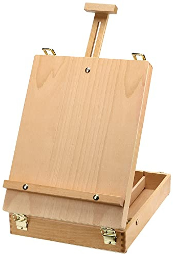 ZEONHEI Wooden Table Box Easel, Adjustable Sketchbox Painting Storage Box, Portable Art Easel for Painting, Drawing, Artists