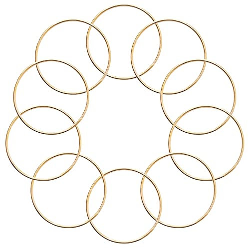 KALIONE 10 anelli in metallo da 7,6 cm per artigianato, cerchi dorati, in acciaio, acchiappasogni, anelli floreali macramè, per progetti fai da te, acchiappasogni, ghirlande, macramè
