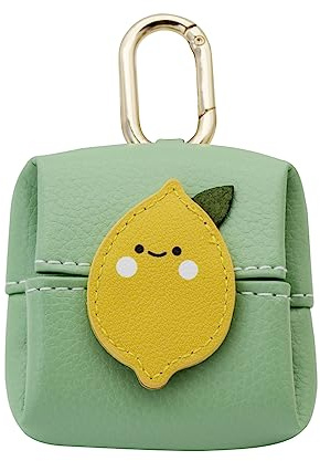 WisePoint Fruit-Shaped Coin Purse, Foldable PU Leather Wallet Mini Wallet Purse for Women and Girls, Cute Change Purses with Keyring and Snap for Working, Dating, Travelling, Shopping (Lemon)