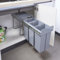[en.casa] Pattumiera Estraibile con 3 Secchi Raccolta Differenziata con Sistema di Estrazione Scorrevole Bidoni Sotto Lavello 3 x 10 L - 48 x 26 x 42 cm Grigio