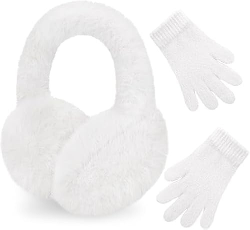 YSense Ear Muffs for Winter Women Foldable Fluffy Cute Earmuffs Cold Weather Ear Warmers Faux Fur Adjustable Headband