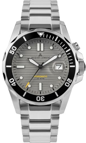 JACQUES LEMANS Herrenuhr Hybromatic Metallband massiv Edelstahl 1-2170H