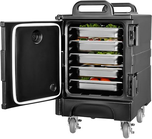 VEVOR Isolierter Speisenbehälterträger Warmhaltebox für Gastronomie 75 L, Speisenbehälter mit Doppelschnallen & Griffen, Speisenbehälterträger Lebensmitteltransportbox für Restaurant Schwarz