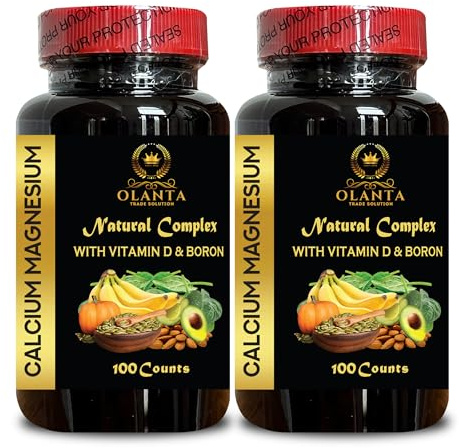 Calcium Magnesium Complex - Calcium Supplement, Manganese Citrate, Minerals for Bone Support, Phosphorus Levels, Immunity Support, Muscle Healthy Supplement with Vitamin D - 2 Bottles 200 Capsules