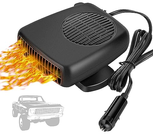 Showvigor Riscaldatore per Auto Portatile 12V, 2 in 1 Tipo Stufetta per Auto, Sbrinatore Parabrezza Auto, Plug in Accendisigari Riscaldatore Auto