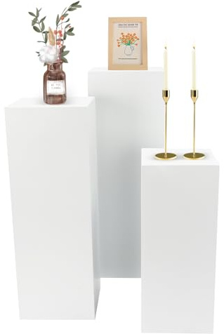 ksxnkhk Juego de 3 pedestales metálicos, Expositor para Mesa de postres, pilares de exhibición para Bodas, Columna Decorativa escultórica, Torre Floral, Caja cúbica para Venta al por Menor