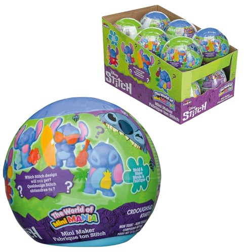 Lexibook, Balle Mini Mania Stitch, Figurines à Modeler, CRDOUGH54DLXB, Bleu, Rose, Vert
