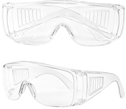 2 Pcs Lunettes de Sécurité, Lunettes de Protection Travail Surlunettes de Sécurité Transparentes Anti-Buée Anti-Rayures Surlunettes de Protection pour Bricolage Laboratoire Chantier Jardinage Unisexe