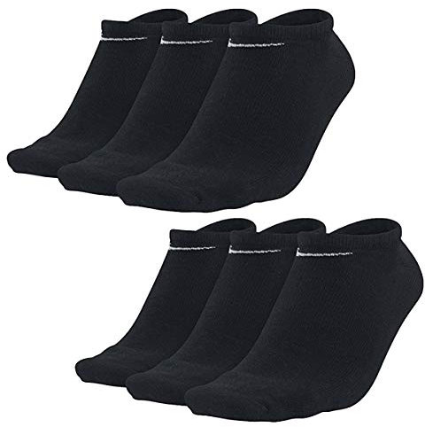Nike Unisex Everyday Lightweight No-show (6 Paar) Socken, Black/White, L EU