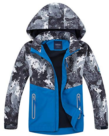 LAUSONS Manteau mi Saison garçon imperméable - Veste Militaire Coupe Vent Garcon avec Capuche 7-8 ans/Taille 130 - Gris