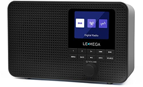 LEMEGA DR3 Radio numérique Portable Dab/Dab+ et FM, Radio Dab Portable, Haut-Parleur Bluetooth, Sortie Casque, 40 Stations préréglées, Double réveil, minuterie de répétition, écran Couleur-Noir