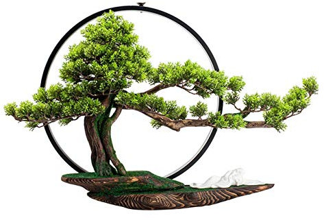 XXXXW Handmade Artificial Plant Fake Tree Artificial Bonsai Tree Plants with LED Lights and Incense Burner Desktop Zen Decoration Fake Plant