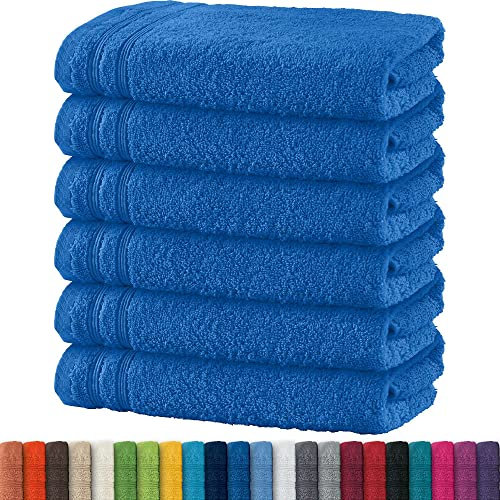 Erwin Müller Handtuch 6er-Pack Heidelberg 100% Baumwolle - saugstark, gut trocknend, kompakt, leichte Qualität Royalblau Größe 50x80 cm - ideal für Sport, Strand, Reisen