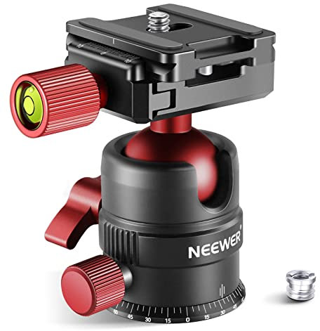 NEEWER Tripod Head, 360° Rotating Panoramic Ball Head with 1/4” Quick Shoe Plate for Tripod Monopod Slider DSLR Camera Camcorder, Max Load up to 5kg/11lb – GM28