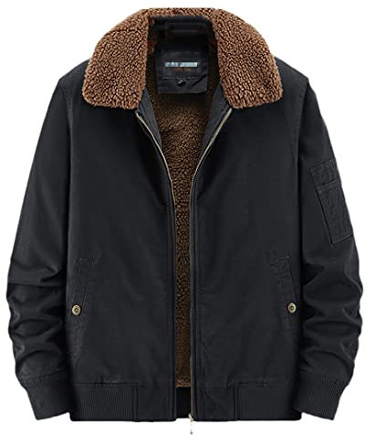 Bomberjacke Herren Fleece Gefüttert Warmer Mantel Herbst Winter Mode Kleidung Herren Jacken Dicker Militärstil Übergröße Mäntel Schwarz 4XL