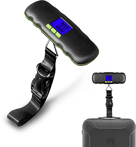 UNIWEIGH Kofferwaage Digital Mit Haken,Gepäckwaage 50kg/110lb,luggage scale,Fischwaage,Tragbare Elektronische Hängewaage für Reise Koffer,Taschen Küche,LCD-Display,Tara-Funktion,Inklusive Batterien