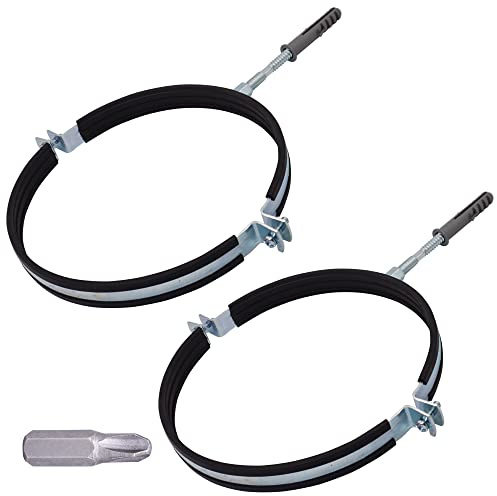 SKIR'CO 2 staffe per tubi con rivestimenti in gomma per tubi da 200 mm, supporti per tubi per montaggio a parete e soffitto, morsetti per tubi