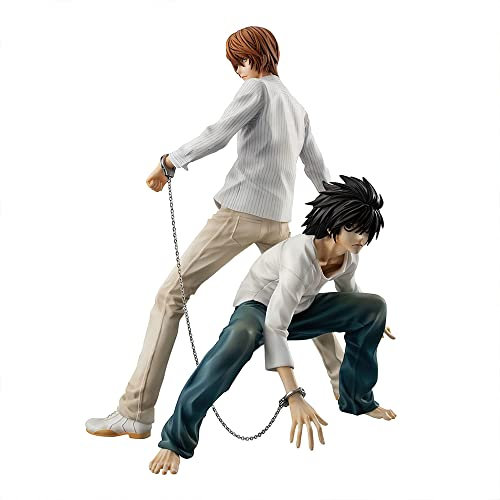 Puruuige 2 st/set anime dödsanteckning figur staty 2 st figur L och ljus Yagami-figur modell leksak kontor samlingar dekorationer gåva, 20CM